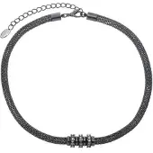 Behave - Korte ketting donker zilverkleur met facet geslepen glasstenen - Nikkelvrij - Trendy accessoires