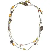 Behave - Lange ketting goudkleur met bruine kralen - Boho stijl