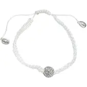 Behave Verstelbare armband met kraal met steentjesBehave - armband met witte koord en kraal - subtiel feestelijk
