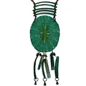Behave - bohemian ketting blauwgroen met schelp - festival accessoire