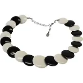 Behave - Statement Ketting - Acryl Beige-Zwart – 42 cm + 7 cm Verlengketting – Lichtgewicht & Modern Design – Nikkelvrij