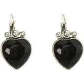 Behave - Oorbellen hanger hart zilverkleur zwart - Elegant detail 2,6 cm