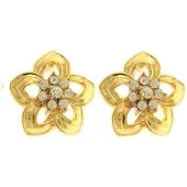 Behave - Oorbellen bloem goudkleur met steentjes - 2 cm