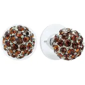Behave - Oorstekers bolvormig met steentjes - Cognac - Vintage glamour