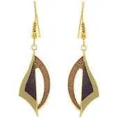 Behave - Oorbelhangers dames - Goudkleur paars emaille - Art deco look