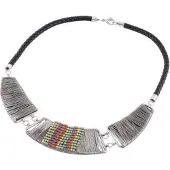 Behave korte ketting met multi-kleur accenten - metaal, kunststof, nikkelvrij, 7,5 cm verlengketting
