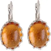 Behave - Oorhangers ovaal oranjebruin steentje - Klassieke stijl - Dames
