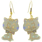 Behave - Oorhangers dames - kattenmotief - grijs - 4 cm