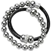 Behave - wikkelarmband met zilverkleurige kralen - party stijl