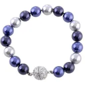 Behave - Blauwe parelarmband met magneetsluiting - feestelijk accent