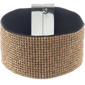 Behave Armband van imitatie suede met steentjes