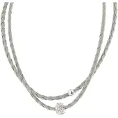 Behave - Ketting met gevlochten imitatieleer en kraal met steentjes - Modieus en elegant ontwerp
