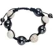 Behave - Armband - Geknoopt met Magnesiet en Antraciet Natuursteen Kralen