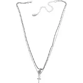Behave Korte ketting 40 cm lengte, metaal, 2rijen, hanger, kruis + verlengketting