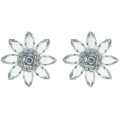 Behave - statement oorbellen bloem blauw - elegant en nikkelvrij