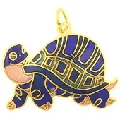 Behave - Hanger schildpad blauw emaille goudkleur - symbolisch talisman