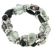 Behave - elastische armband - rozenkralen zwart - romantisch chic