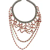 Behave - Choker rood multi layer - Bohemian feeststijl - 30 cm