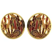 Behave - Dames oorstekers vissenmotief rood goudkleur 3 cm - Boho stijl