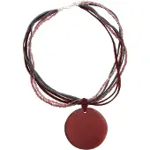 Behave - Ketting rood met ronde schelp hanger - 45 cm