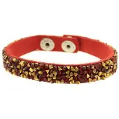 Behave - Armband rood met steentjes - Feestelijke sparkle look