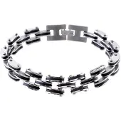 Behave - Armband heren staal zilverkleur mat zwart - stoer statement item