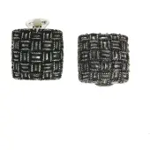 Behave - Oorclips - Zwart vierkant structuur design - Tijdloos vintage