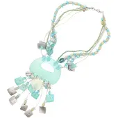 Behave Dames Ketting Blauw Schelp – Nikkelvrij Handgemaakt Sieraad 70 cm