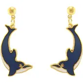 Behave - Oorbellen dolfijn blauw-wit - maritieme zomertrend