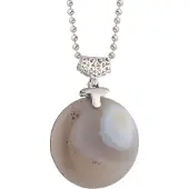 Behave ketting zilverkleur met natuursteen grijs 86 cm - stijlvolle statement ketting