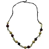Behave Dames lange kralen ketting zwart wit bruin 80 cm