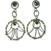 Behave - Oorsteker met ronde hanger en steentjes - Bohemian stijl