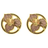 Behave - Oorclips dames - bloemmotief - bruin - 1,5 cm
