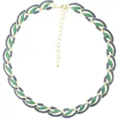 Behave - Schakel ketting blauw groen emaille - Nikkelvrij - Modeketting 42 cmBehave - Schakel ketting blauw groen emaille - Nikkelvrij - Modeketting 42 cm