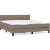 vidaXL Boxspring met matras stof taupe 160x200 cm
