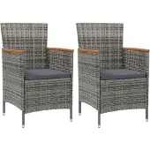 vidaXL Tuinstoelen, 2 stuks, polyrotan, grijs