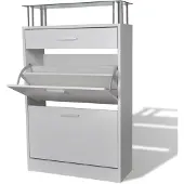 vidaXL Schoenenkast met lade en glazen schap wit hout online kopen