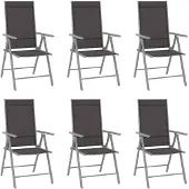 vidaXL Klapstoelen, 6 stuks, Textilene, zwart