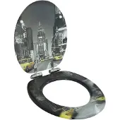 vidaXL Toiletbril met soft-close deksel New York MDF