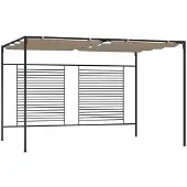 vidaXL Prieel met uittrekbaar dak 180 g/m² 3x4x2,3 m taupe