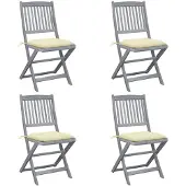 vidaXL Tuinstoelen 4 st inklapbaar met kussens massief acaciahout