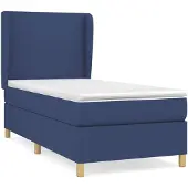 vidaXL Boxspringbed met matras, blauw, 100x200 cm, met stoffen bekleding