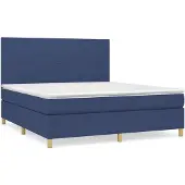 vidaXL Boxspringbed met matras, blauw, 180x200 cm, gestoffeerd