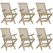 vidaXL Tuinstoelen inklapbaar 6 st 56x61x89 cm massief teakhout grijs