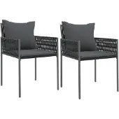 vidaXL Tuinstoelen 2 st met kussens 54x61x83 cm poly rattan zwart