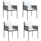 vidaXL Tuinstoelen 4 st met kussens 54x61x83 cm poly rattan bruin
