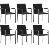 vidaXL Tuinstoelen 6 st met kussens 56x59x84 cm poly rattan zwart