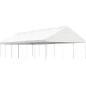 vidaXL Prieel met dak 13,38x5,88x3,75 m polyetheen wit