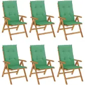 vidaXL Tuinstoelen 6 st verstelbaar met kussens massief teakhout