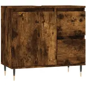 vidaXL Badkamerkast 65x33x60 cm bewerkt hout gerookt eikenkleurig